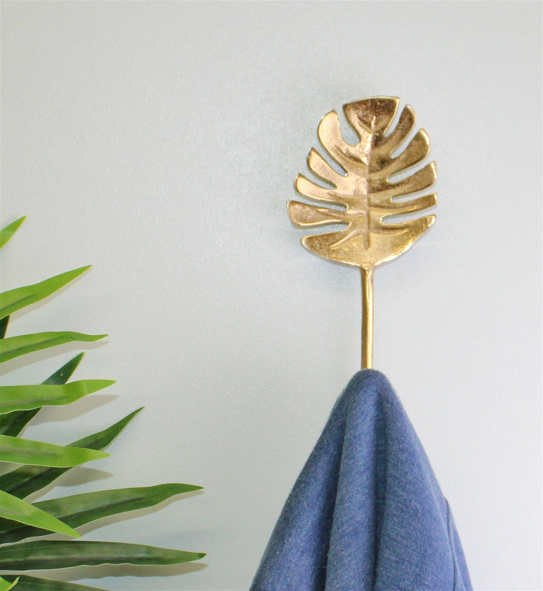 Gold Metal Palm Leaf Coat Hook