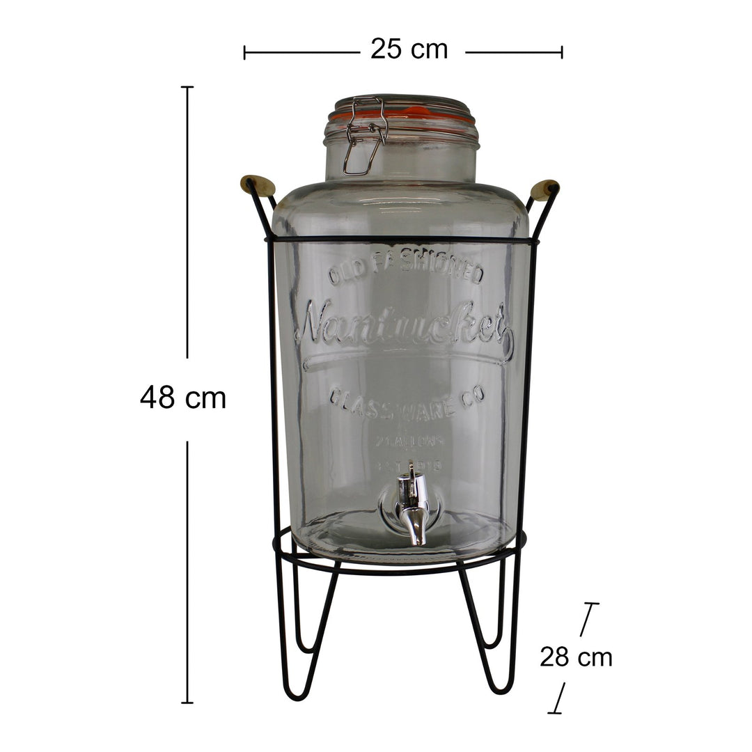 Vintage Style Glass Juice Dispenser on Metal Stand