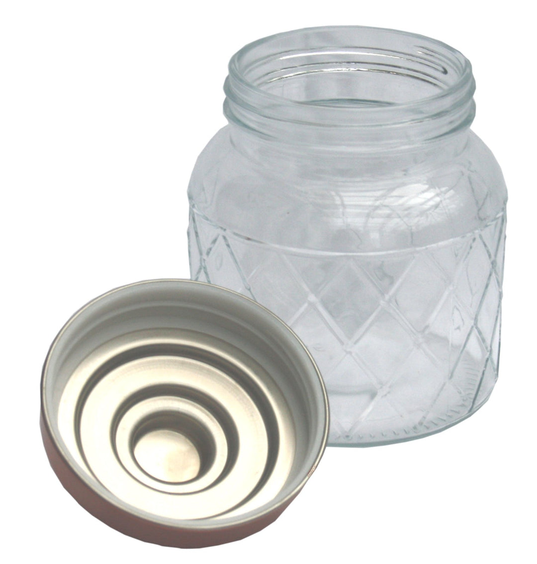 Round Glass Jar With Copper Lid, 5.5 Inch