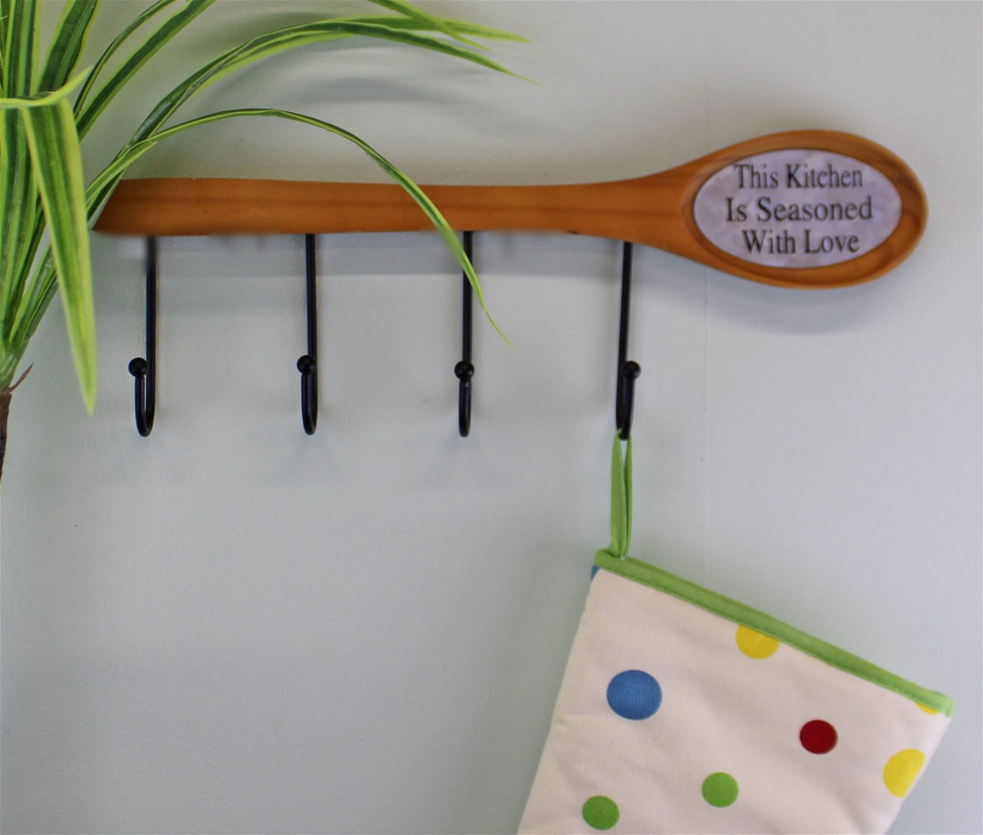 Unique Wall Mounted Wooden Spoon with Hooks