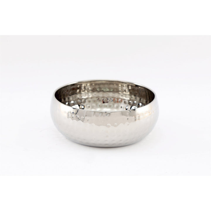 Small Round Silver Hammered Bowl 16cm