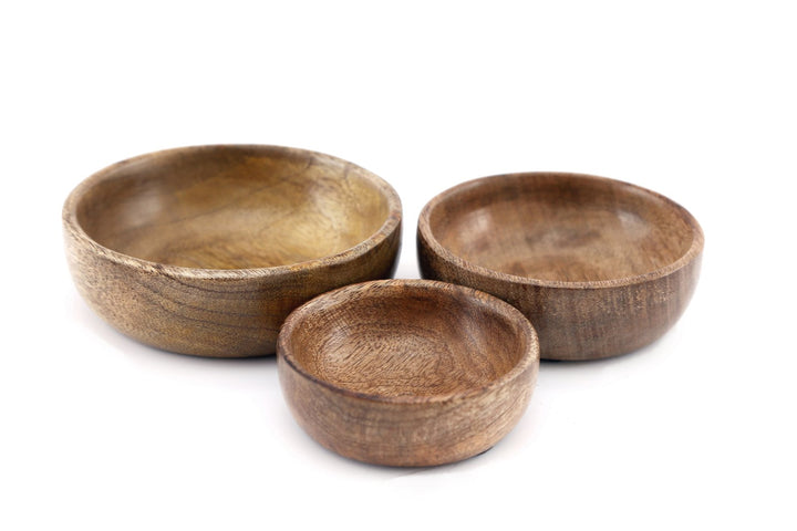 Mango Wood Round Bowls Three Piece