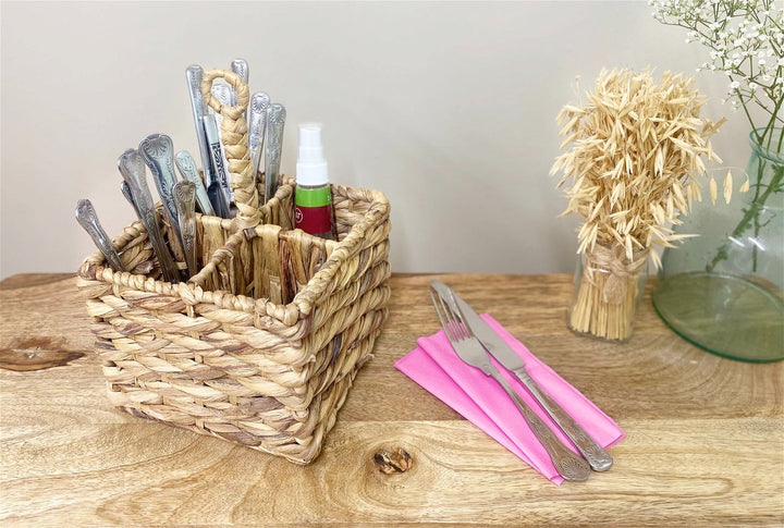 Natural Waterhyacinth Woven Cutlery Holder 26cm