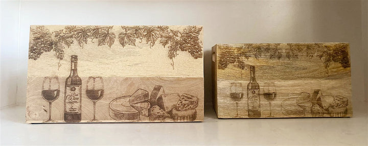 Set Of Two Engraved Cheese & Wine Crates