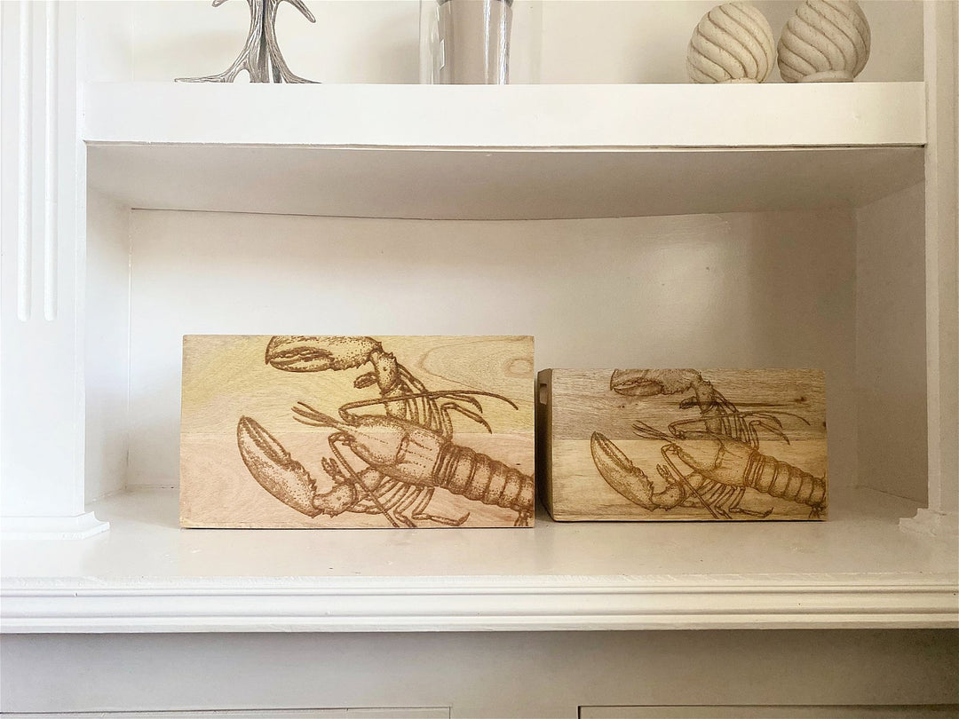 Set Of Two Engraved Lobster Crates