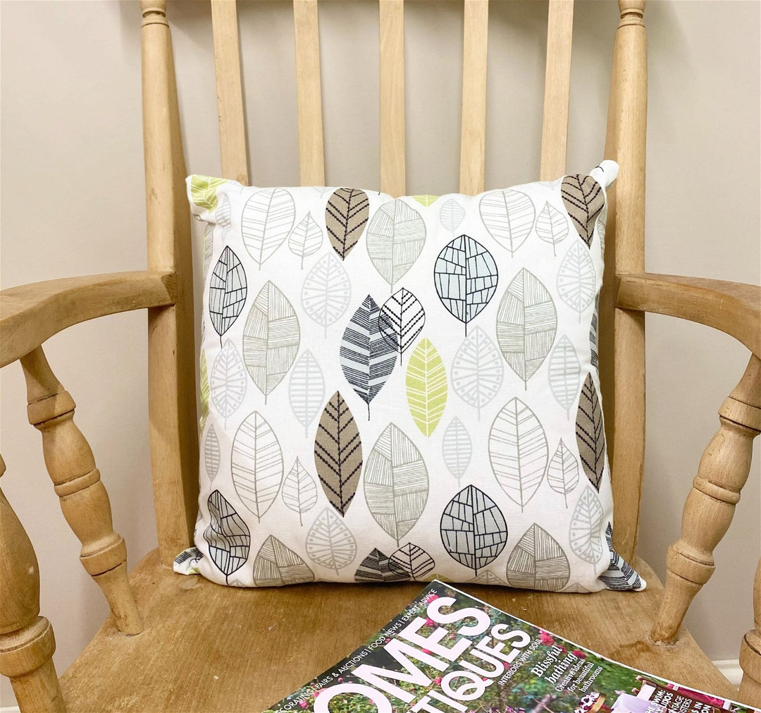 Scatter Cushion With Contemporary Green Leaf Print Design 37cm