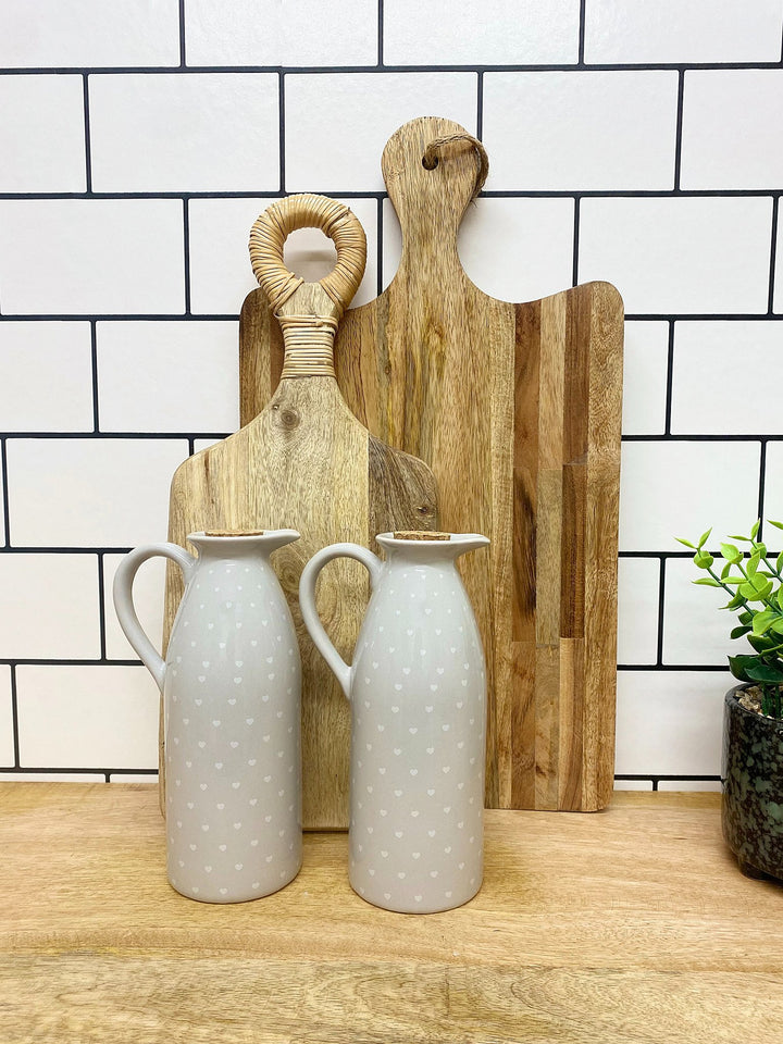 Set Of Two Heart Design Vinegar And Oil Pourers