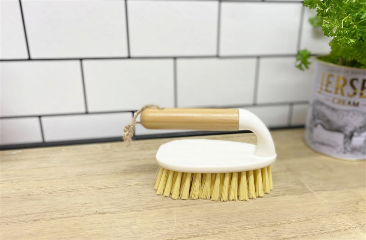 Cream Scrubbing Brush with Bamboo Wooden Handle