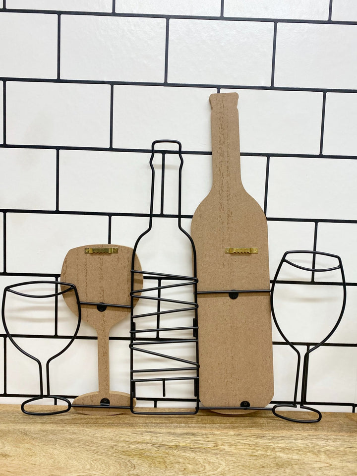 Wine Bottle & Glasses Wall Decoration 42cm