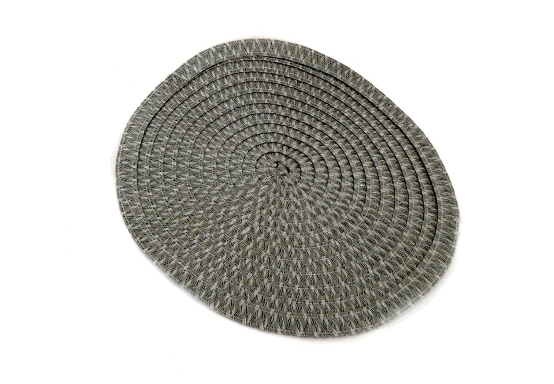 Set of Four Round Silver Woven Placemats