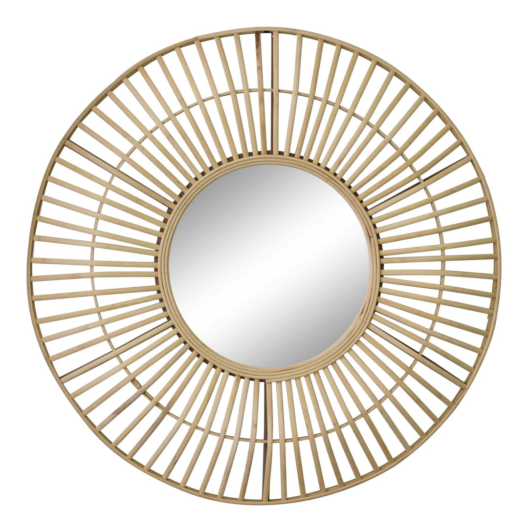 Circular Natural Rattan Effect Mirror 70cm