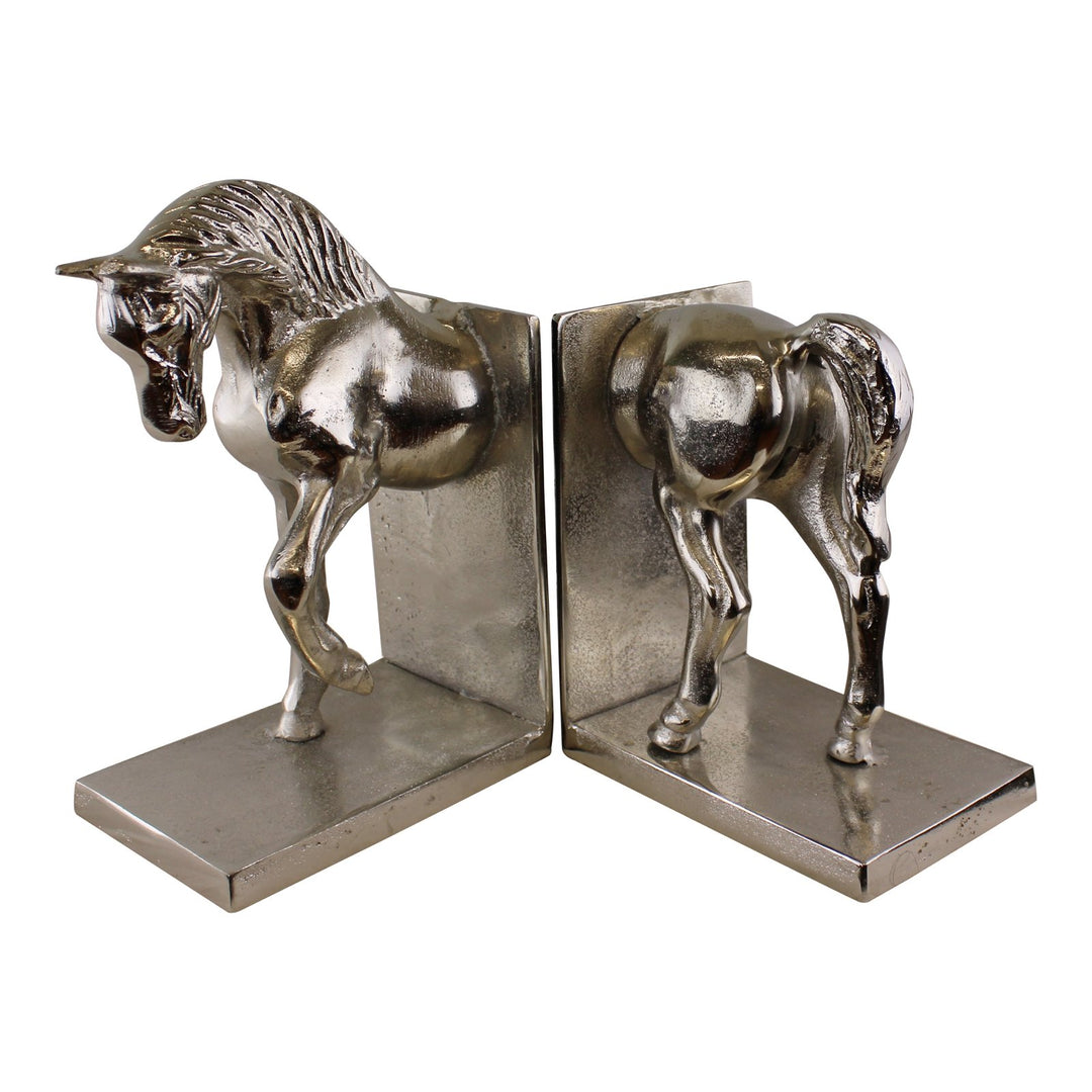 Silver Aluminium Horse Bookends