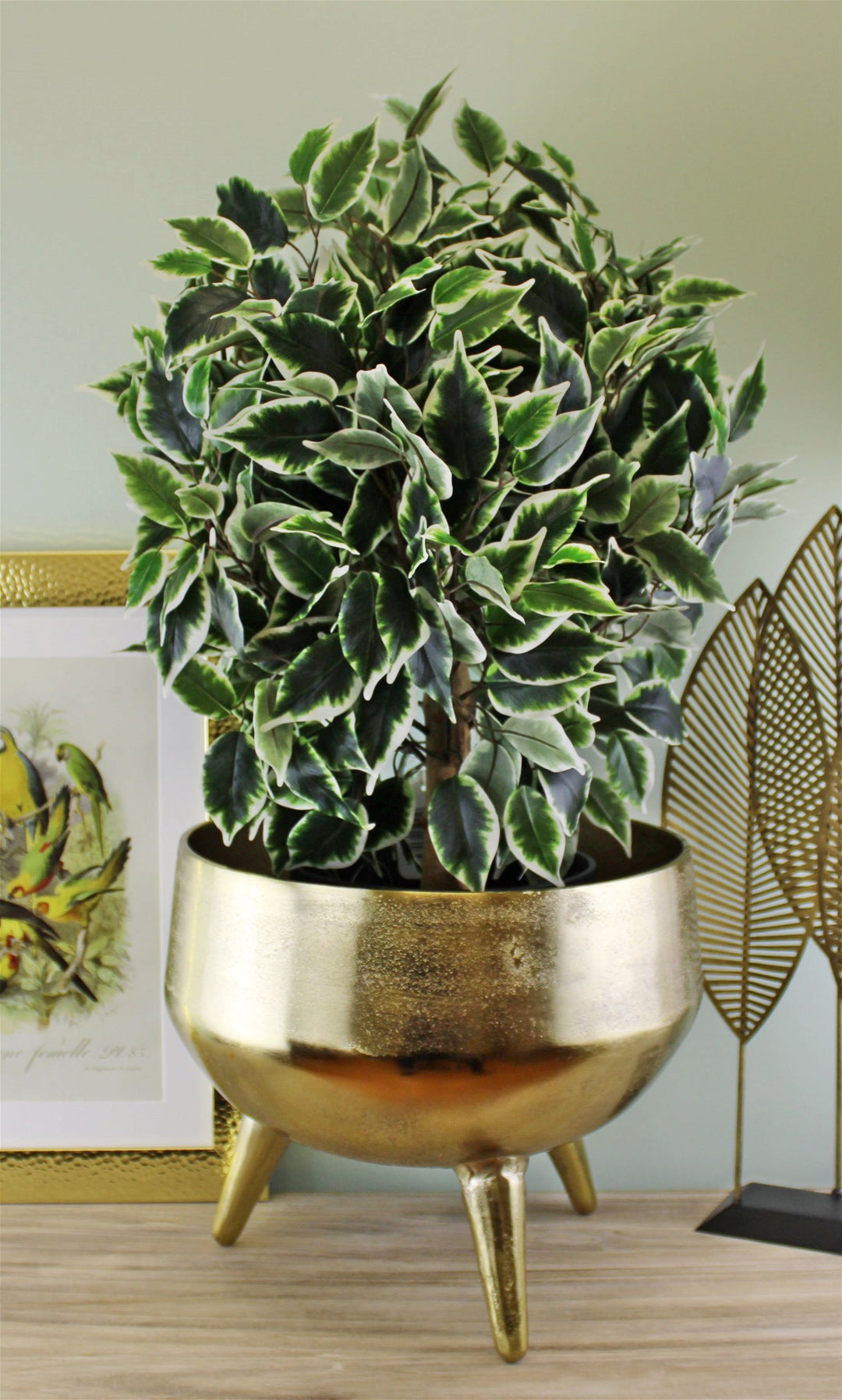 Gold Metal Planter/Bowl With Feet, 35cm