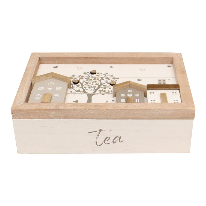 Tea Box, Wooden Houses Design, 24x16cm.