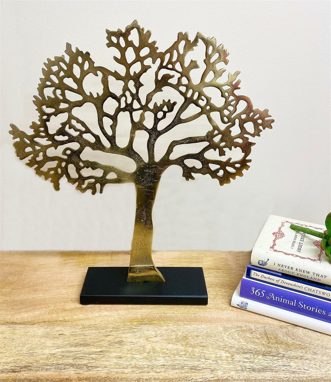 Large Antique Gold Tree On Black Base