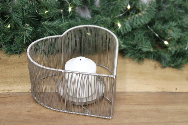 Silver Heart Tealight Holder