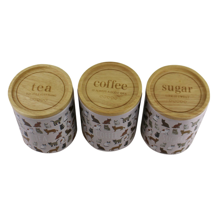 Ceramic Cat Design Tea, Coffee & Sugar Storage Canisters