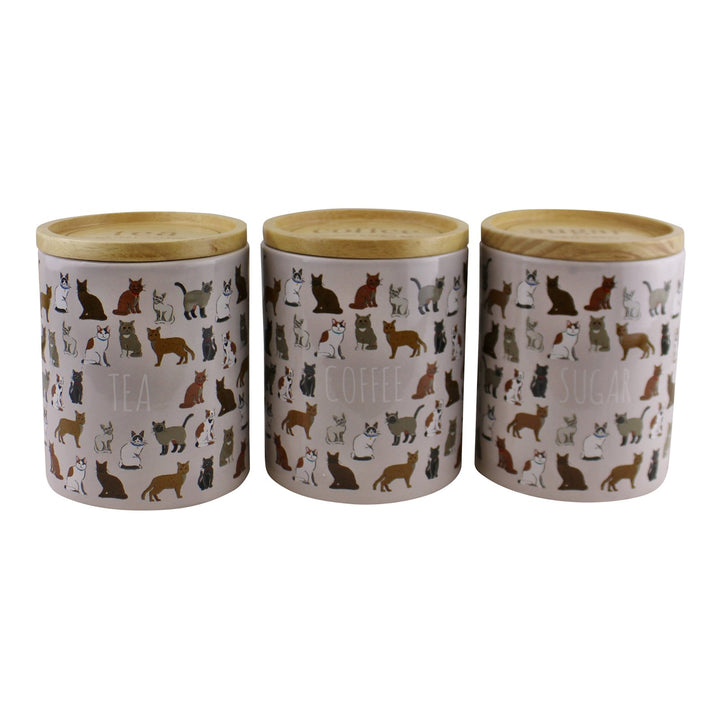 Ceramic Cat Design Tea, Coffee & Sugar Storage Canisters