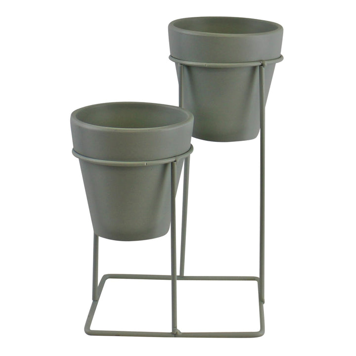 Potting Shed Small Double Planter On Stand, Green