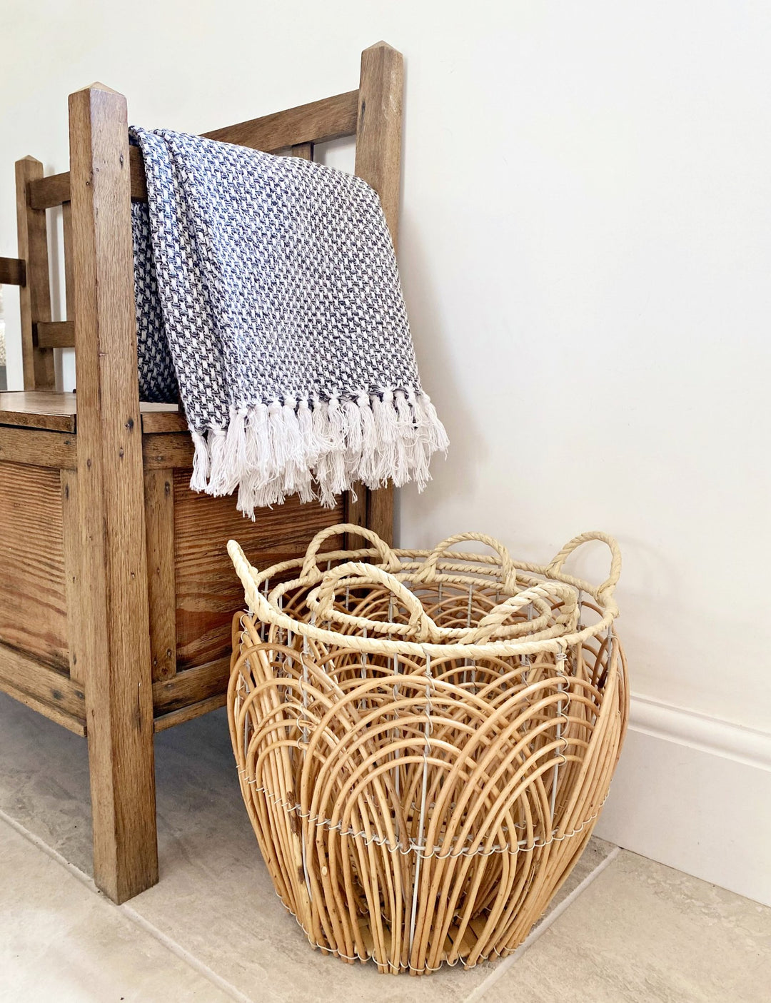 Set of Three Round Willow Baskets