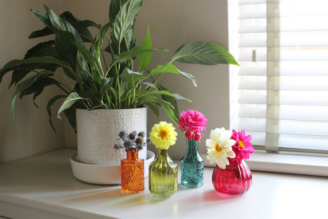 Set of Four Boho Posy Vase Bottles