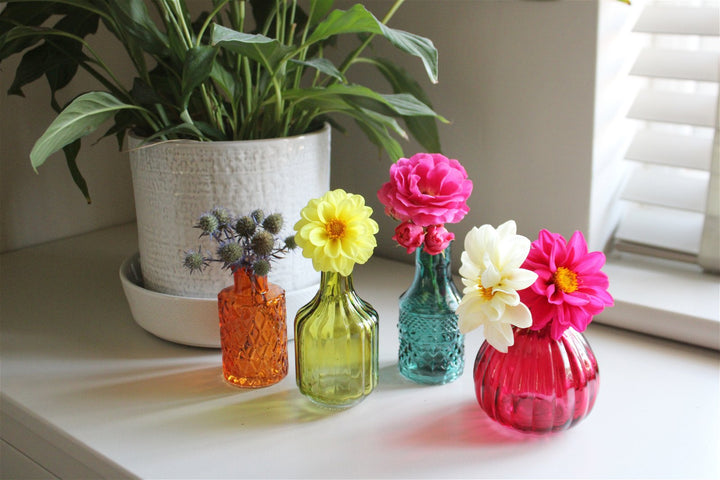 Set of Four Boho Posy Vase Bottles