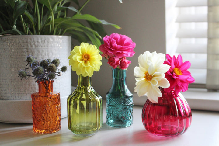 Set of Four Boho Posy Vase Bottles