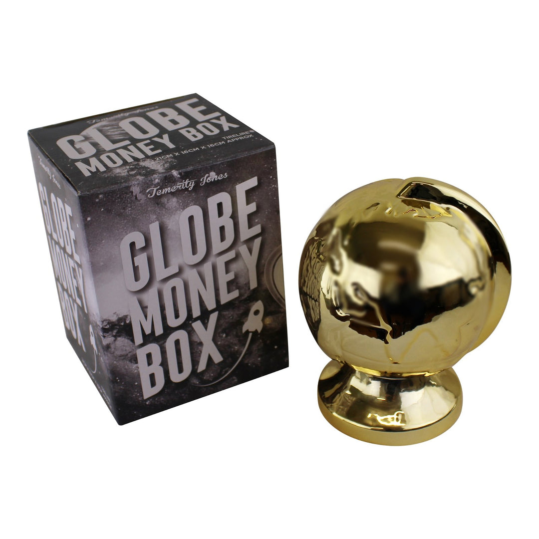 Metallic Gold Ceramic Globe Style Money Box