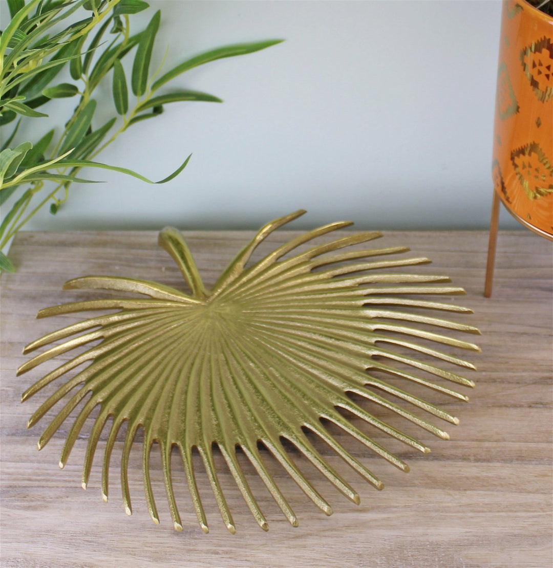 Leaf Shape Gold Metal Decorative Plate