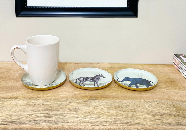 Set of Three Metal Safari Themed Coasters