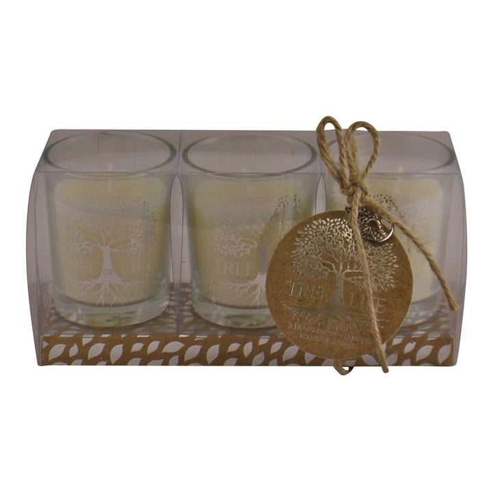 Set Of 3 Tree Of Life Fragranced Votive Candles