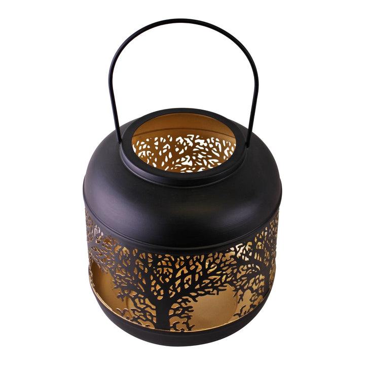 Large Tree Of Life Cutout Design Black Candle Lantern