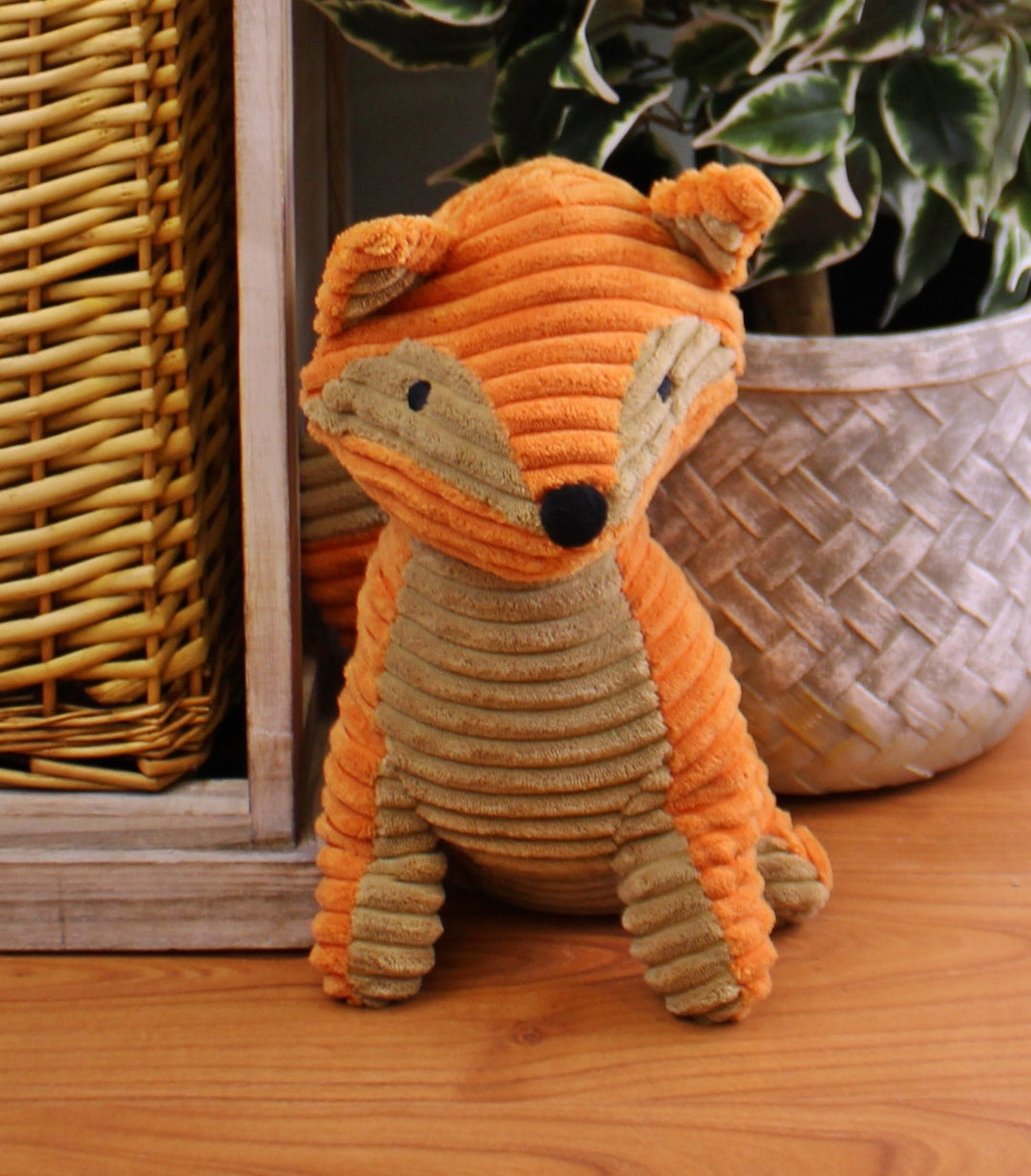 Ribbed Fabric Fox Door Stop, 30cm