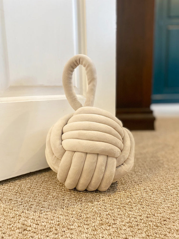 Grey Knot Velvet Effect Doorstop