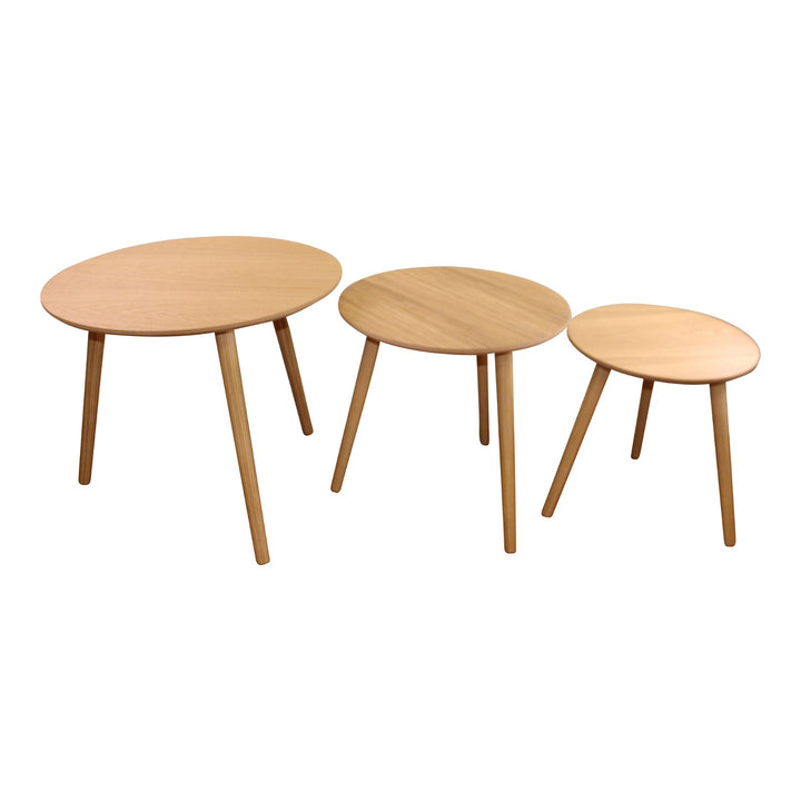 Set of 3 Round Nest Of Tables, Wooden Finish