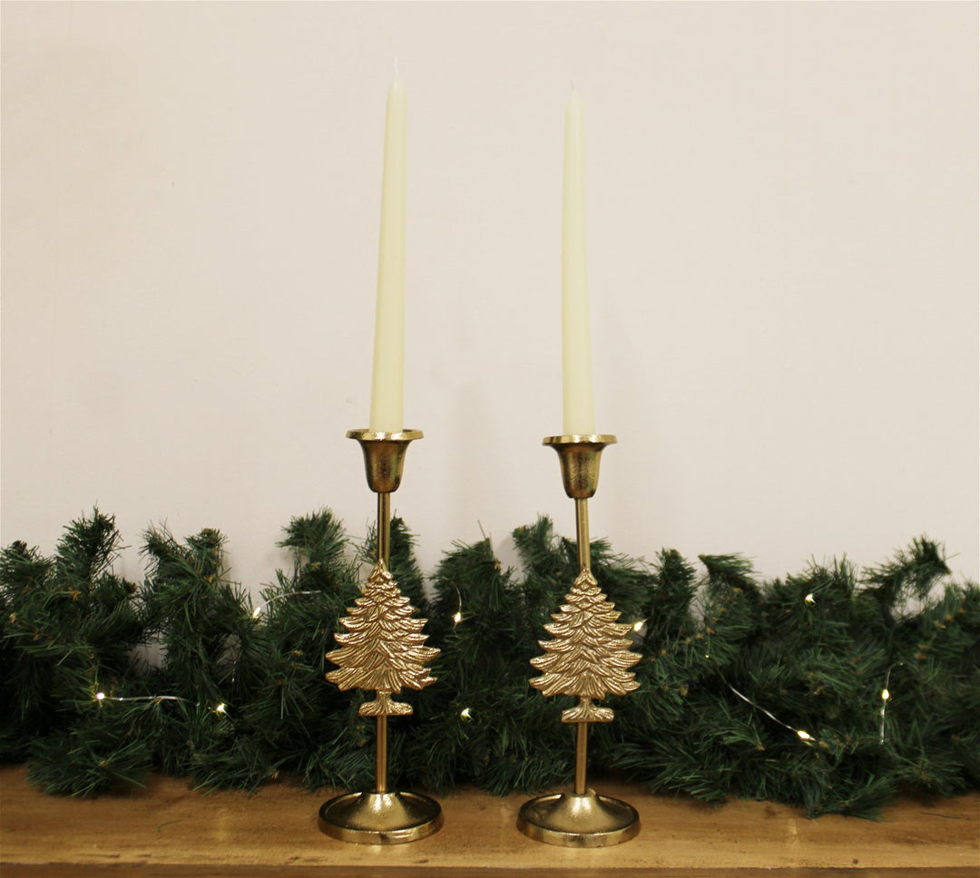 Gold Christmas Tree Candle Stick Holder