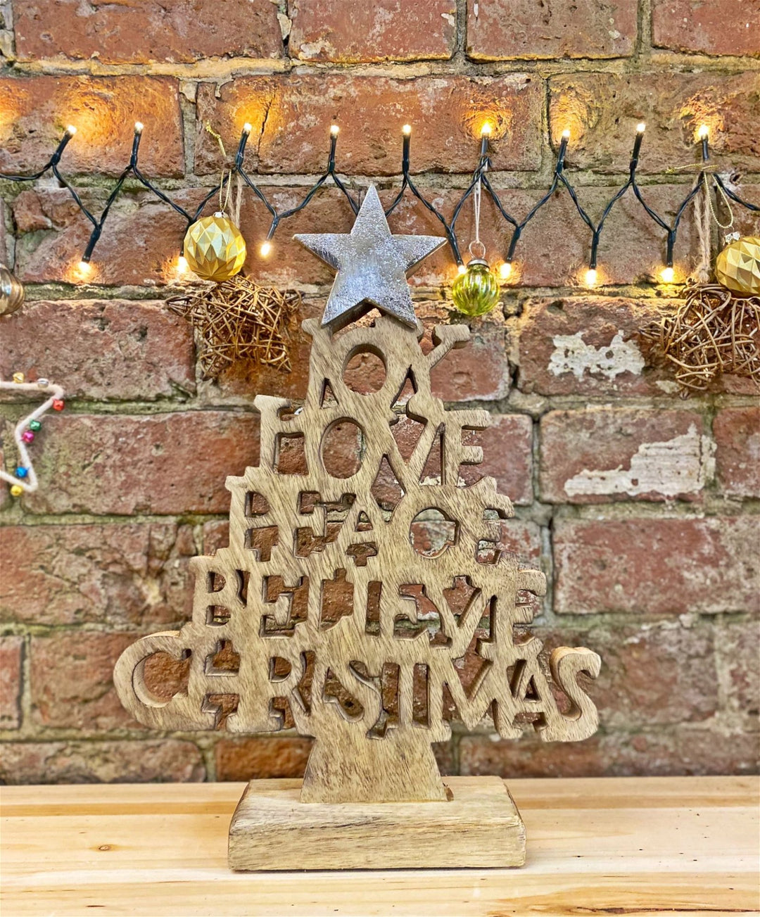 Wooden Christmas Tree Words Ornament 26cm