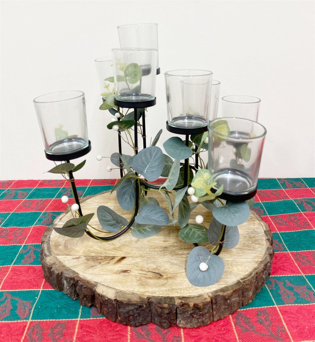 Eucalyptus Dressed Eight Piece Tealight  Holder