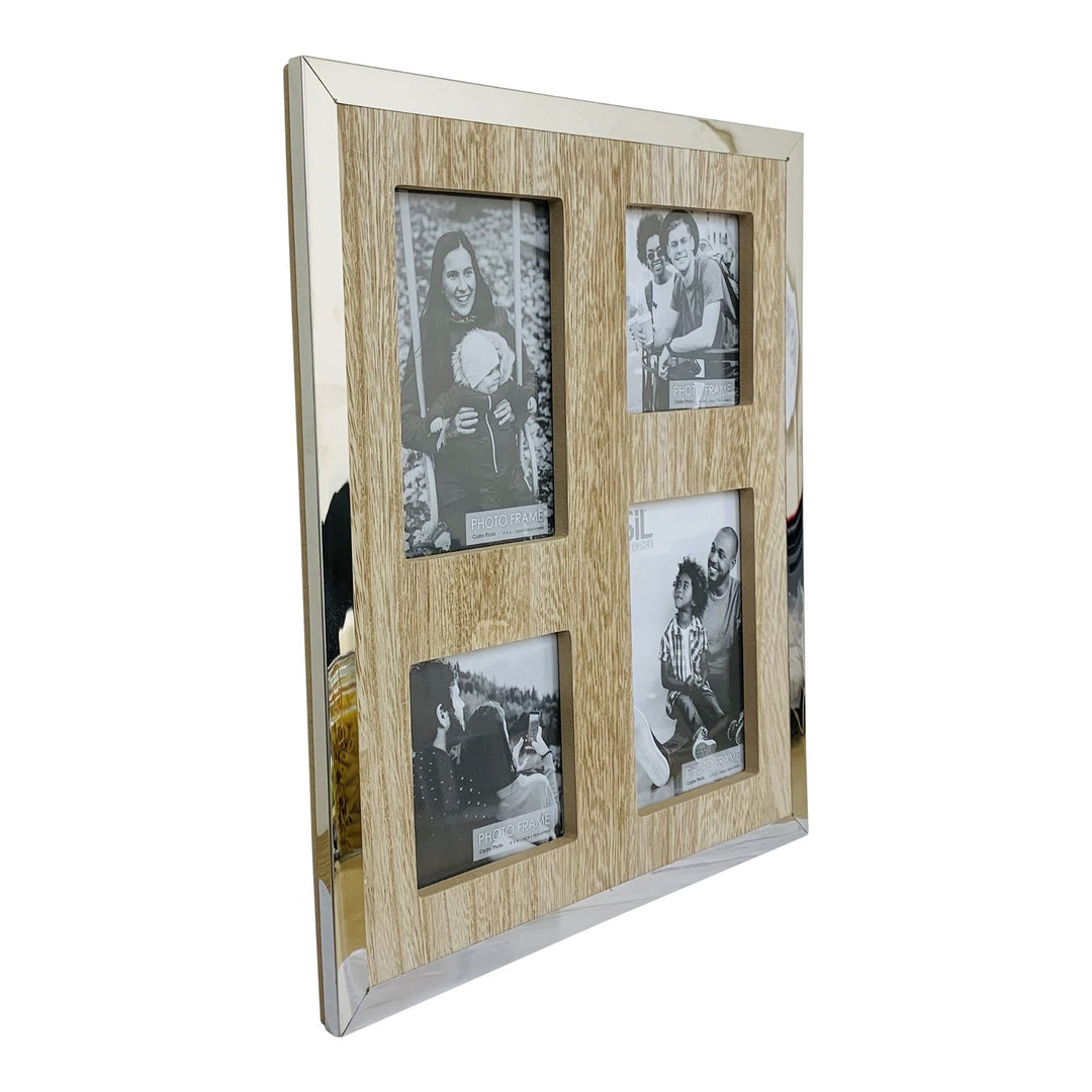 Silver & Wooden Multi Photo Frame