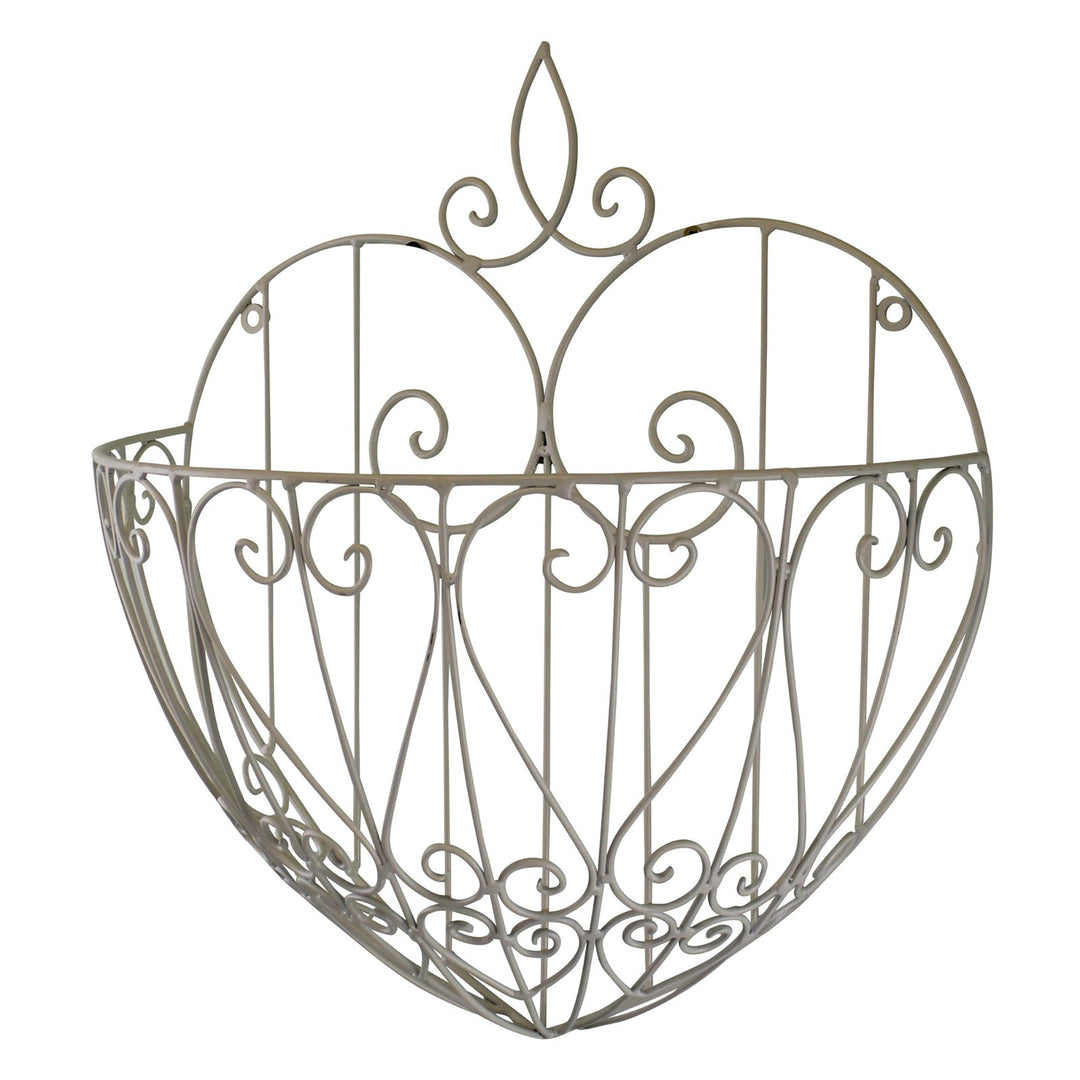 Large Cream, Shabby Chic, Heart Shaped Metal Wall Planter