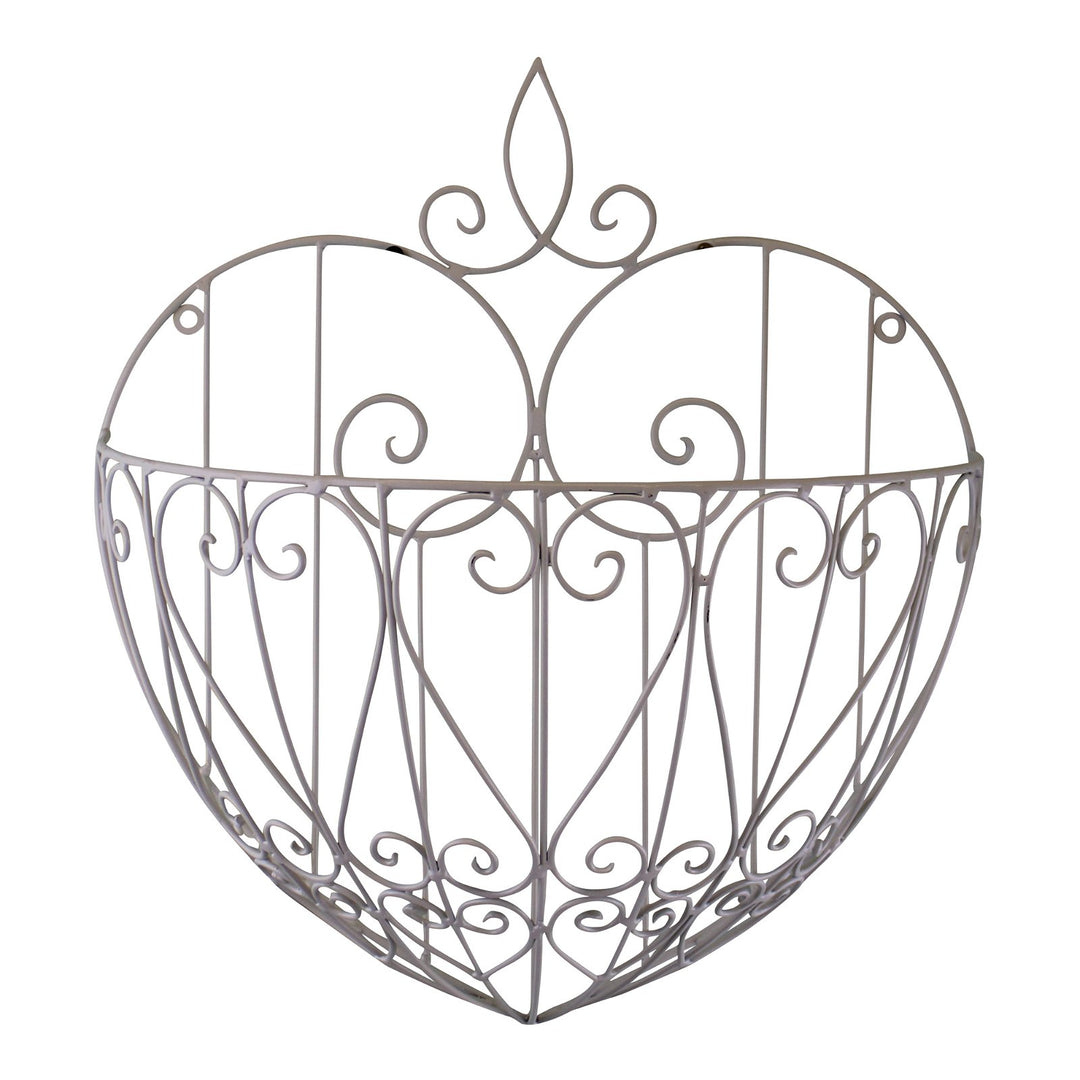 Large Cream, Shabby Chic, Heart Shaped Metal Wall Planter