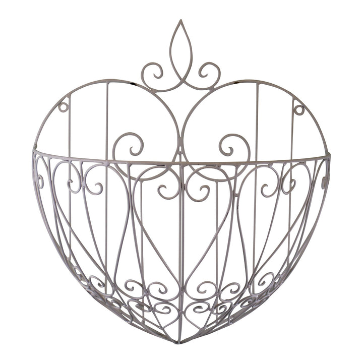 Large Cream, Shabby Chic, Heart Shaped Metal Wall Planter