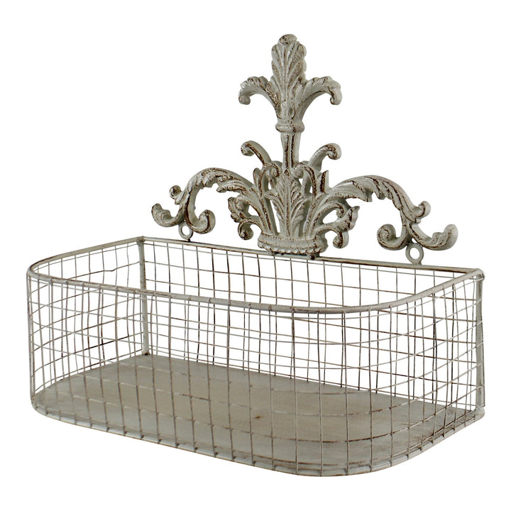 Set Of 2 Metal Wall Baskets In Cream