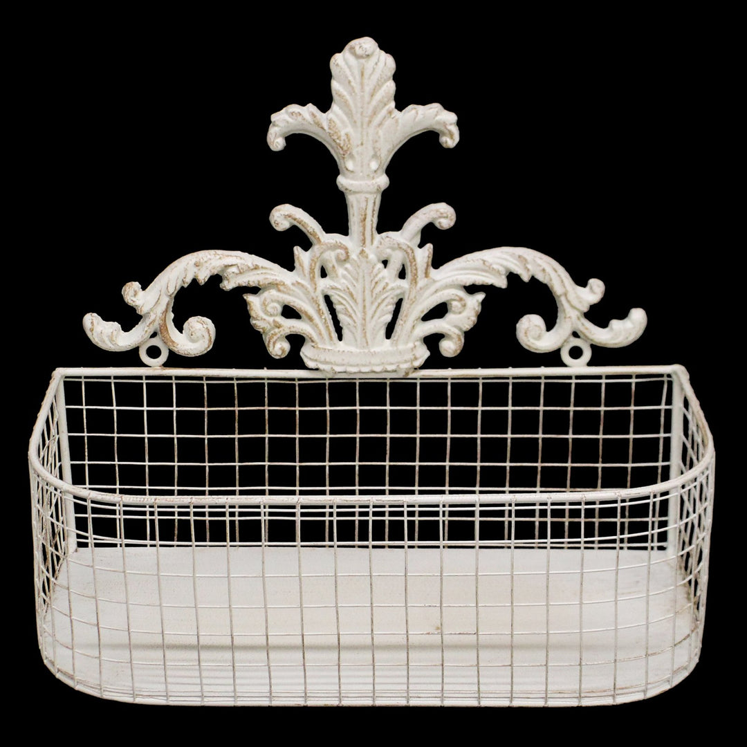 Set Of 2 Metal Wall Baskets In Cream