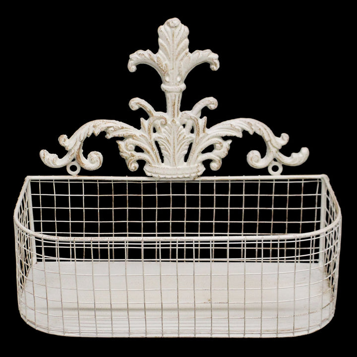 Set Of 2 Metal Wall Baskets In Cream