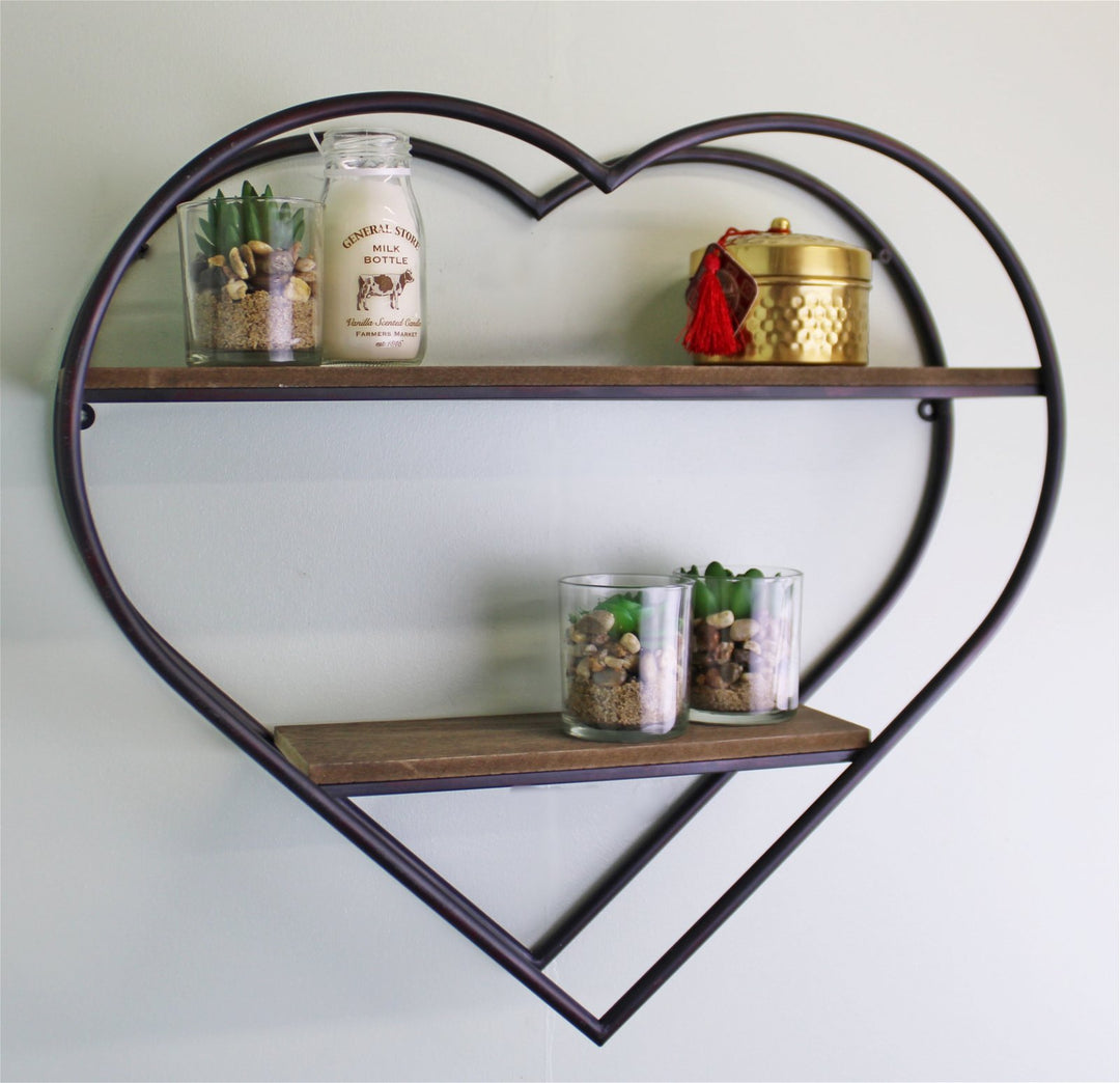 Heart Shaped Metal & Wood Shelf Unit