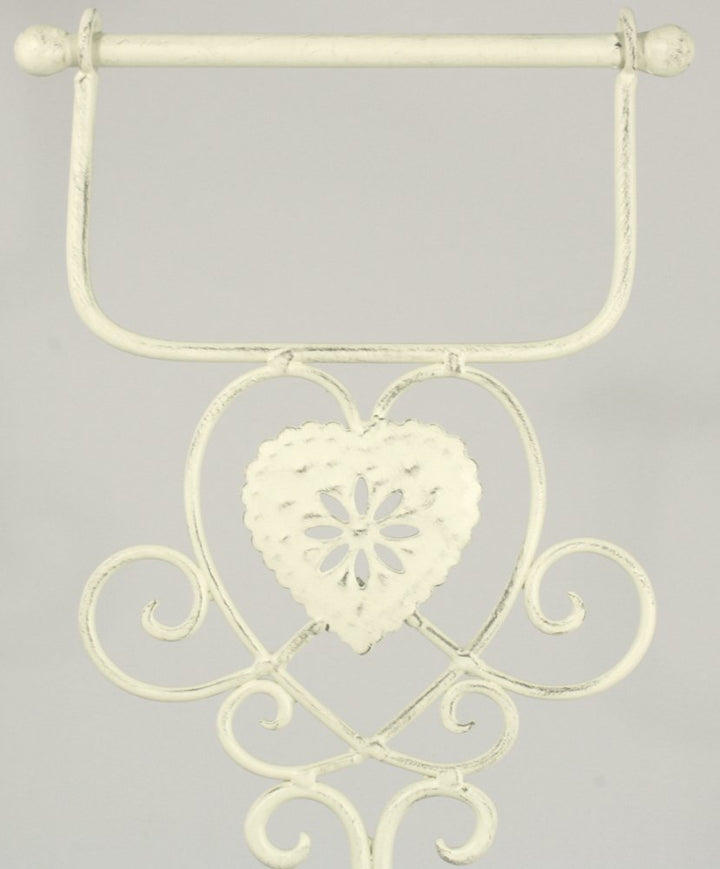 Cream Heart Standing Toilet Roll Holder