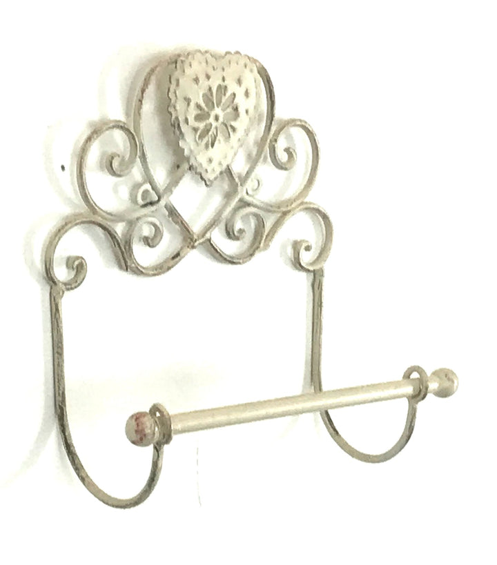 Cream Heart Toilet Roll Holder Wall Mounted